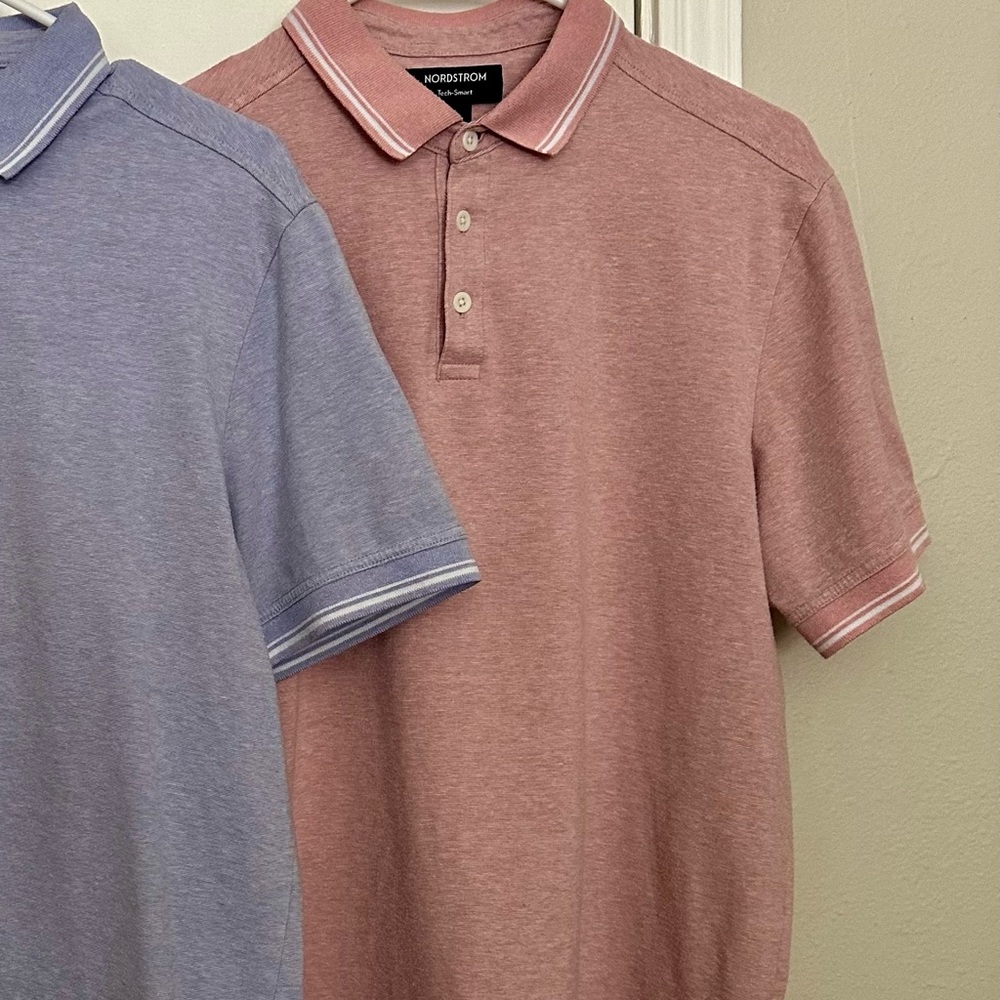 NORDSTROM tech smart mens polo shirt short sleeve PINK, size medium